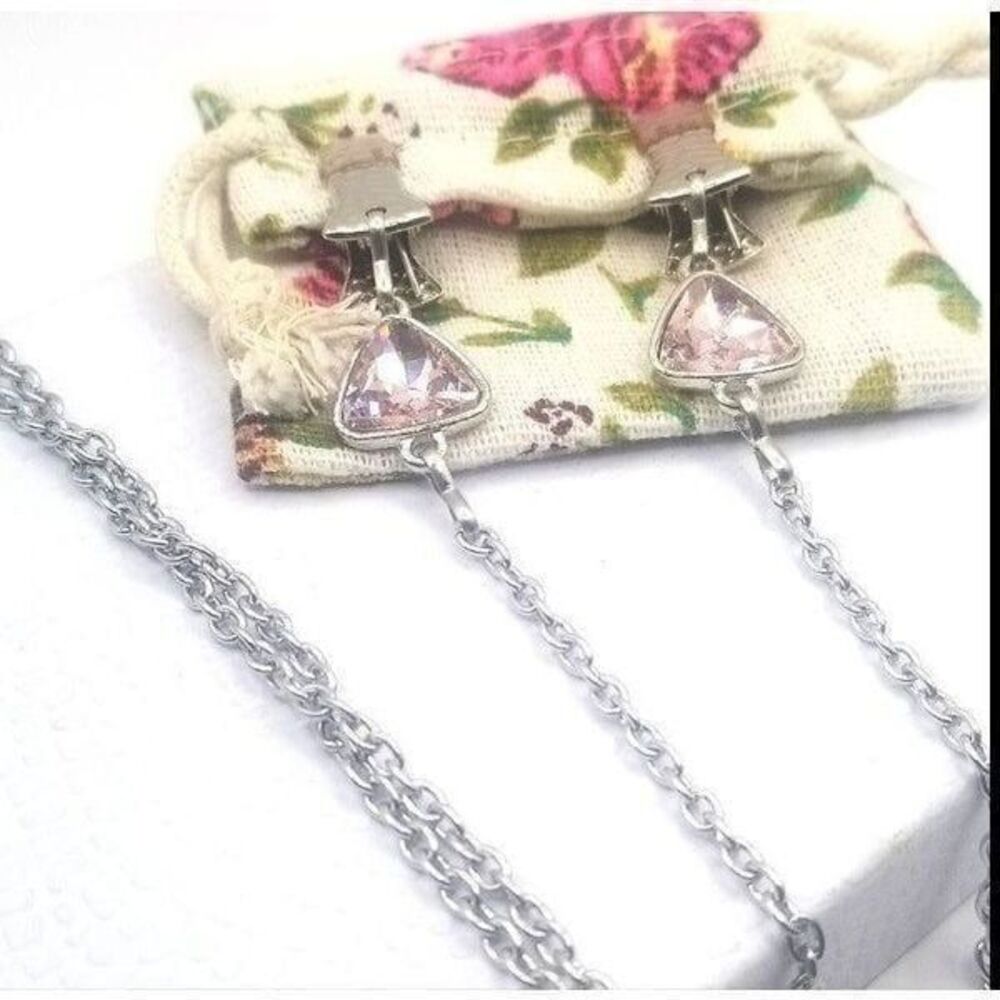 Pink crystal necklace lanyard/ glasses chain